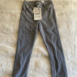 Stone washed denim leggings